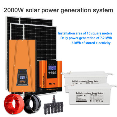 Un buen precio. Kit solar completo de 2KW para hogar sin conexión a la red con montaje en suelo y batería de 48V en línea