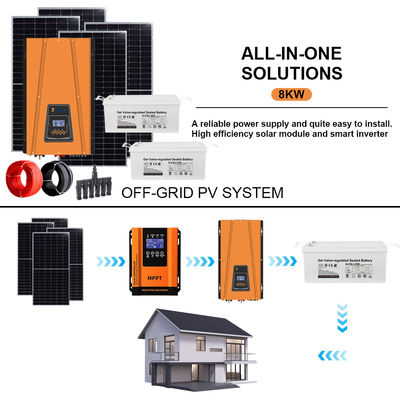 Un buen precio. Potencia versátil para tu hogar: Kit solar aislado de 8KW con inversor de voltaje ajustable para adaptarse a todos tus equipos en línea
