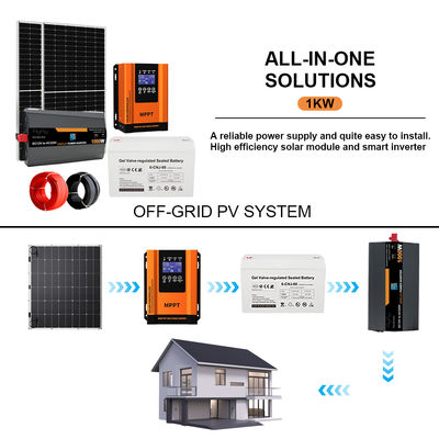 Un buen precio. 1KW Kit completo de energía solar fuera de la red para hogares con batería GEL de larga duración en línea