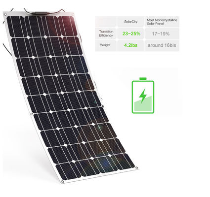 Panel solar semiflexible de 200W Paneles solares de película delgada de 18V 36V 48V 72V 100W 150W