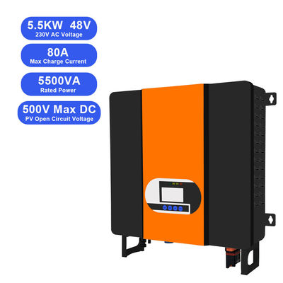 Pantalla LCD 5.5KW 48V a 110V 220V MPPT cargador solar inversor híbrido con voltaje CA 230VAC