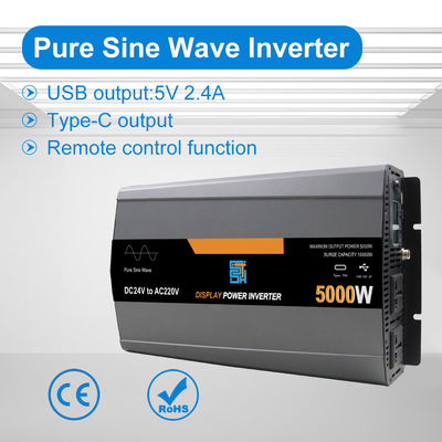 Inversor de corriente de onda sinusoidal pura de 5000W – DC 12V/24V/48V a AC 110–240V