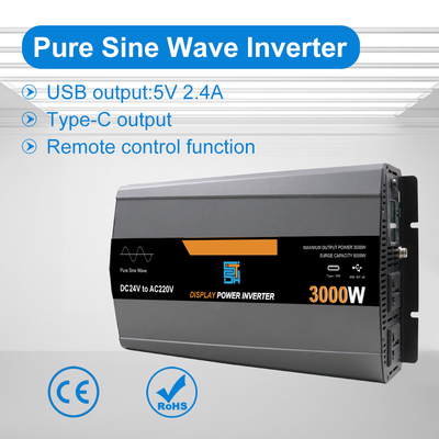 Inversor solar de onda senoidal pura de 3000W, 12V/24V/48V CC a 110V/220V CA